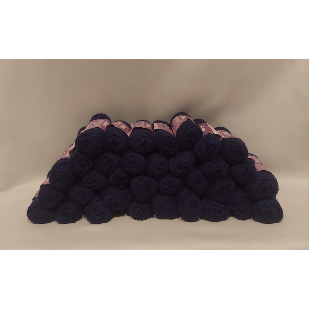 Bucilla Morocco Vintage Cotton Yarn Bulk Navy Lot 34 Skiens Same Dye Lot #'s NWT